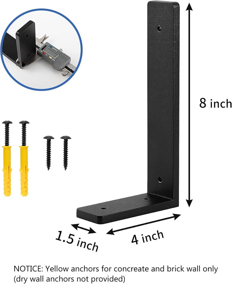 Firmetal 8"x 4"Shelf Brackets, die-cast Formation, Vertical Angle, Premium Alloy Metal Heavy Duty Shelf Bracket, high Strength Mounting Hardware Included, Corner Brace Joint,Pack of 4 ,8 INCH x4 INCH(No Beam) - Image 2